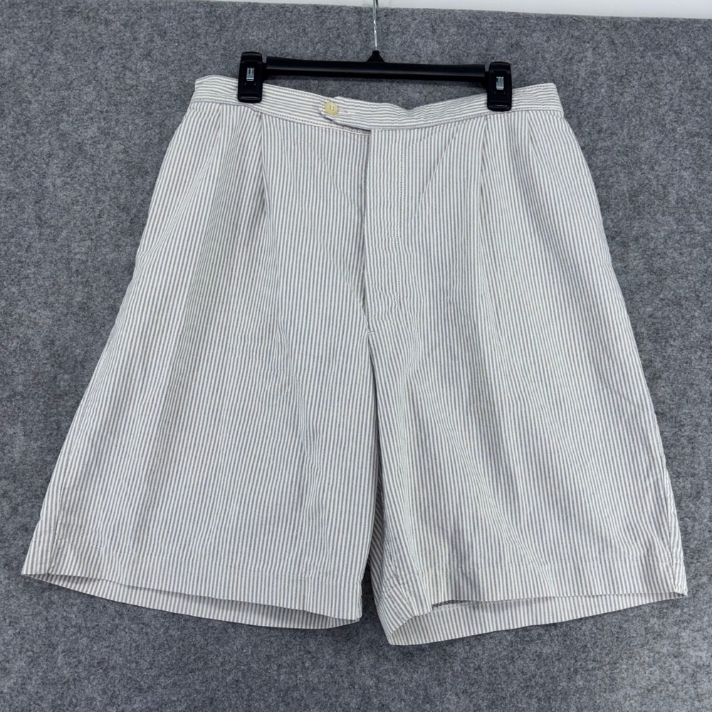 Vintage Polo Ralph Lauren Seersucker Shorts Blue White Stripe USA Made W36